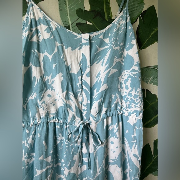 GAP Blue Floral Tank Drawstring waist Jumpsuit Size M Tall - Picture 6 of 9